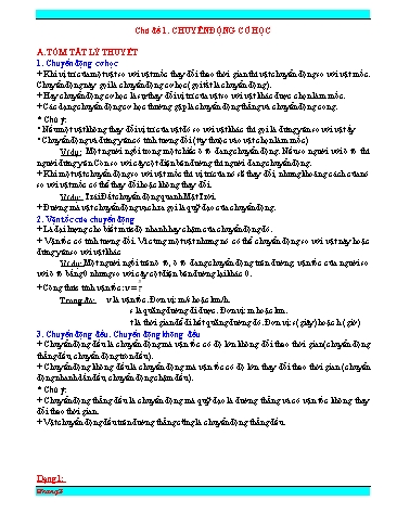 Chuyên đề bồi dưỡng HSG Vật Lí 9 - Chuyên đề: Chuyển động cơ học