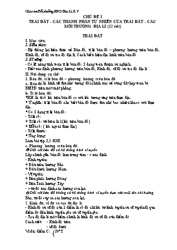 Giáo án bồi dưỡng HSG Địa lí 9 - Chủ đề 1: Trái Đất - Các thành phần tự nhiên của Trái Đất - Các môi trường Địa lí