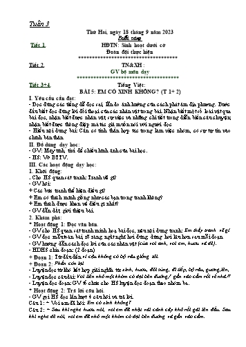Kế hoạch bài dạy Lớp 2 - Tuần 3 (18/9 - 23/9/2023)
