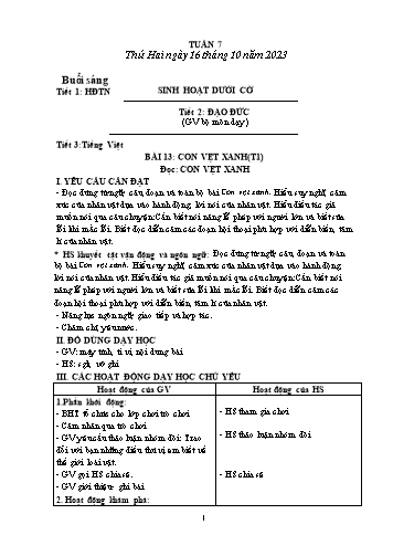 Kế hoạch bài dạy Lớp 4 - Tuần 7 (16/10 - 20/10/2023)