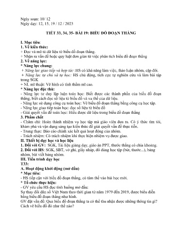 Kế hoạch bài dạy Toán 7 - Tiết 33+34+35, Bài 19: Biểu đồ đoạn thẳng