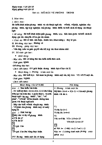 Kế hoạch bài dạy Toán 8 (Đại số) - Chương trình Học kì II (Năm học 2015-2016)