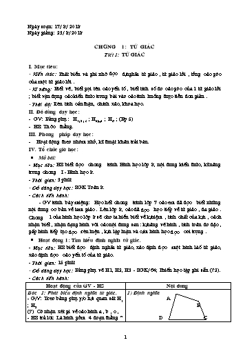 Kế hoạch bài dạy Toán 8 (Hình học) - Chương trình Học kì I (Tiết 1 - Tiết 34)