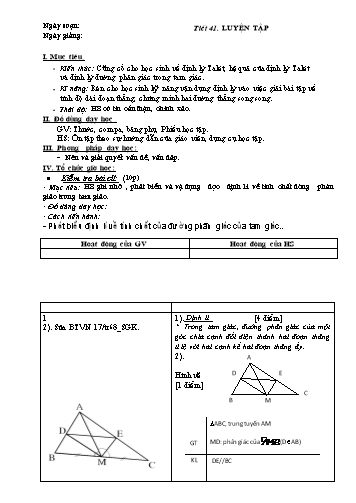 Kế hoạch bài dạy Toán 8 (Hình học) - Tiết 41 đến Tiết 42