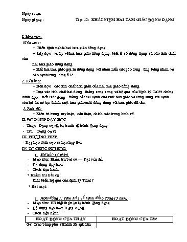 Kế hoạch bài dạy Toán 8 (Hình học) - Tiết 42 đến Tiết 45