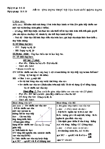 Kế hoạch bài dạy Toán 8 (Hình học) - Tiết 50 đến Tiết 53