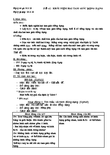 Kế hoạch bài dạy Toán Lớp 8 (Hình học) - Tiết 42 đến Tiết 45